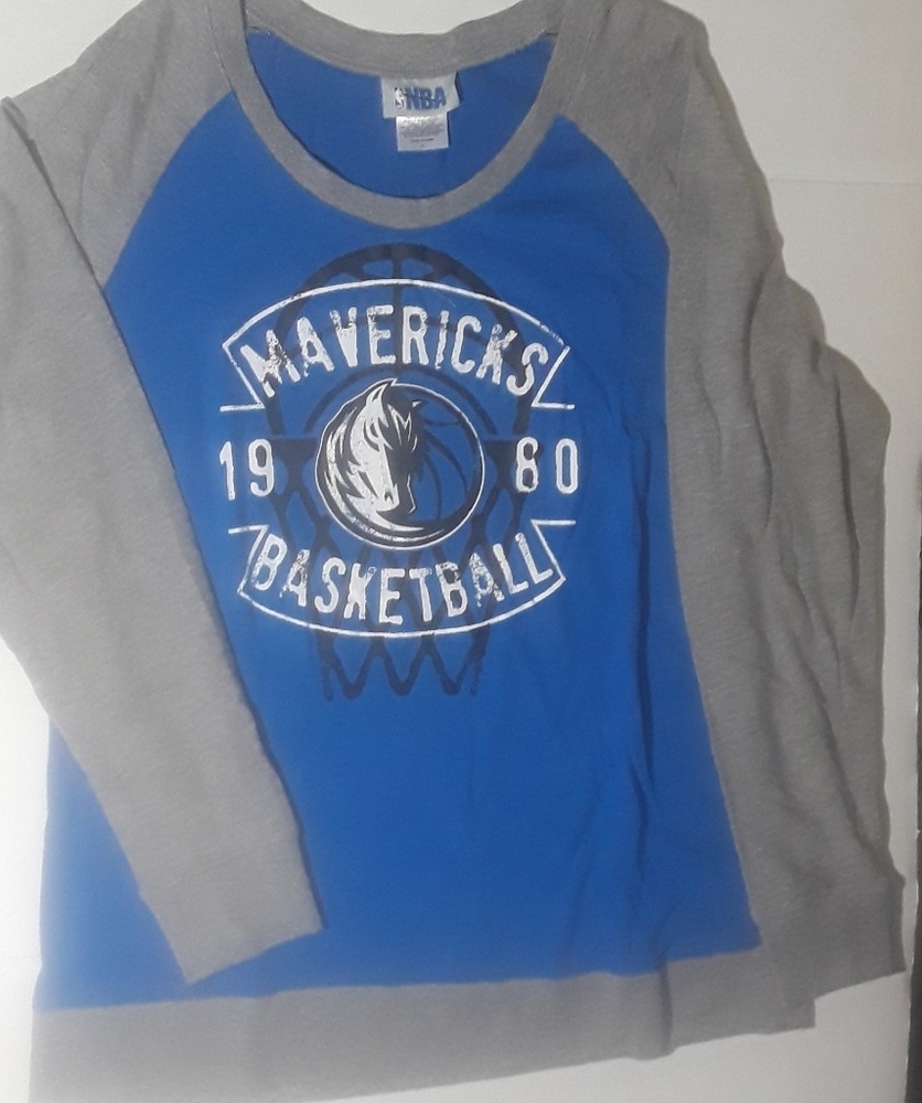 NBA blue grey long sleeve mavericks shirt sz XL